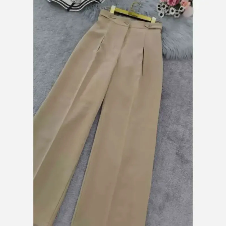 شلوار بگ زنانه مازراتی کمر پاگن دار قد 103 رنگ مشکی قهوه ای نسکافه ای سایز L XL XXL