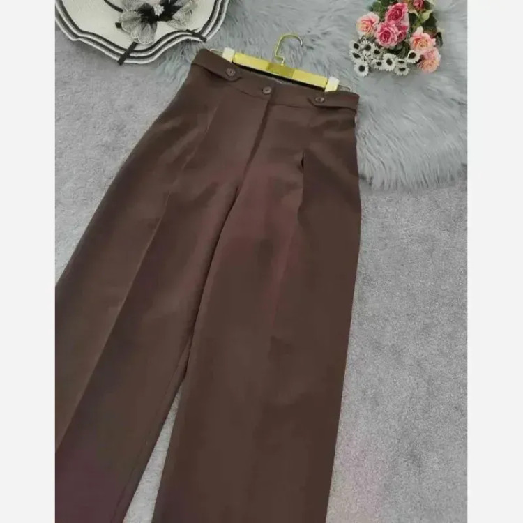 شلوار بگ زنانه مازراتی کمر پاگن دار قد 103 رنگ مشکی قهوه ای نسکافه ای سایز L XL XXL