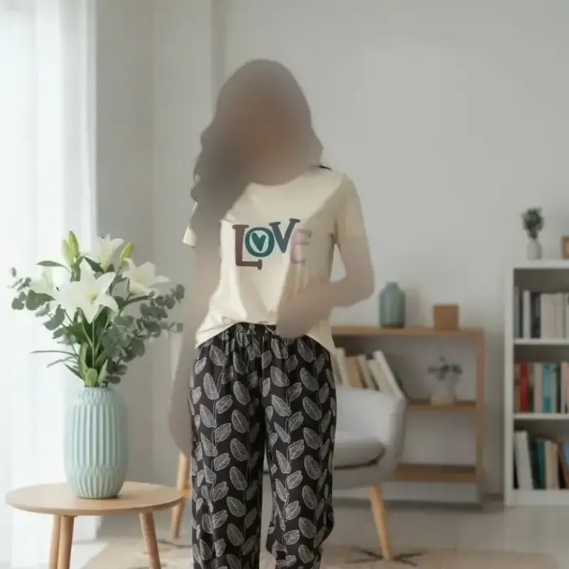 ست تیشرت باکسی و شورتک نخ پنبه درجه یک فری سایز