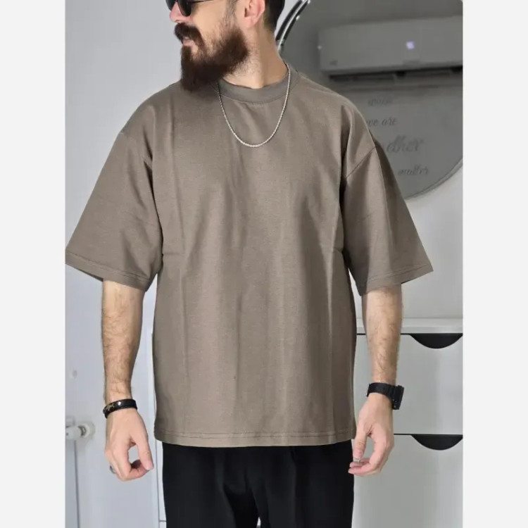 تیشرت باکسی بیسیک پگادور پارچه دورس دو نخ سایز L XL XXL رنگ بندی مداد رنگی