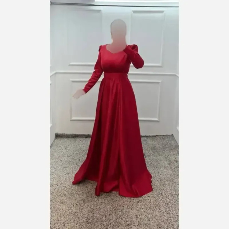 پیراهن ماکسی زنانه ییلدیز کمربنددار ساتن آمریکایی سبز قد 150