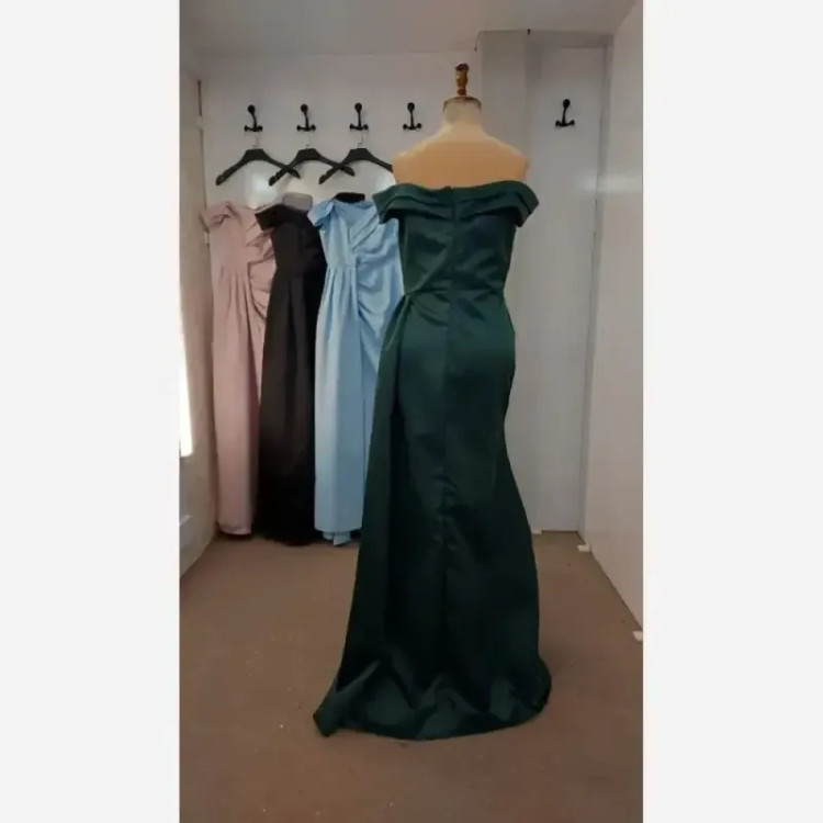 ماکسی مجلسی مدل دلاریس پارچه فلوک و ساتن آمریکایی سبز طوسی سایز 38 تا 52