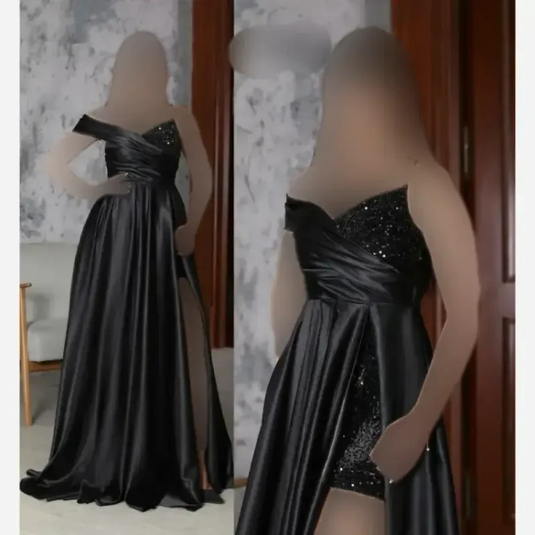 ماکسی مجلسی زنانه پولک مخمل و ساتن آمریکایی دو دامن مدل حنا
