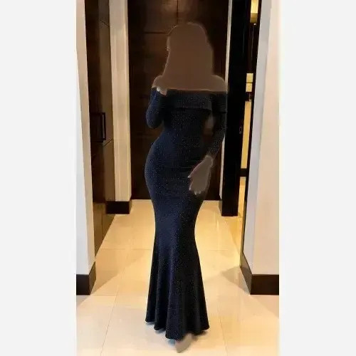 ماکسی مجلسی زنانه پارچه غواصی نگینی رنگ مشکی سایز 38 تا 44