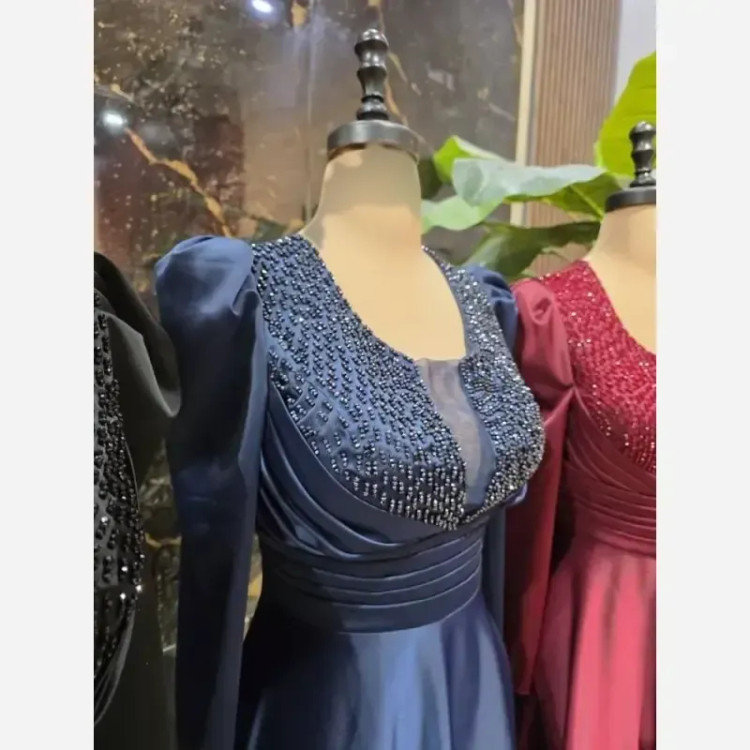 ستاره آستین دار ساتن زارا نگیندوزی دستدوز سایز 38 تا 50 رنگ سرمه مشکی