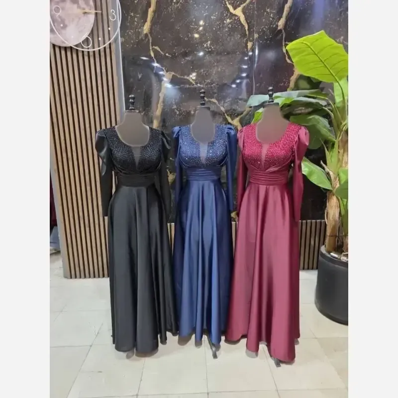 ستاره آستین دار ساتن زارا نگیندوزی دستدوز سایز 38 تا 50 رنگ سرمه مشکی