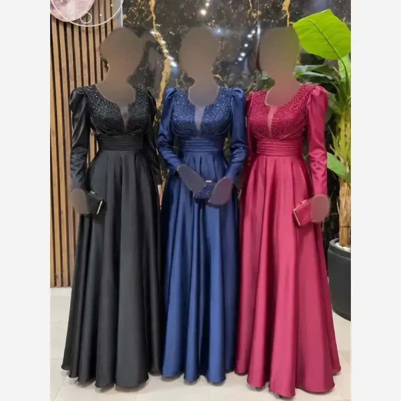 ستاره آستین دار ساتن زارا نگیندوزی دستدوز سایز 38 تا 50 رنگ سرمه مشکی