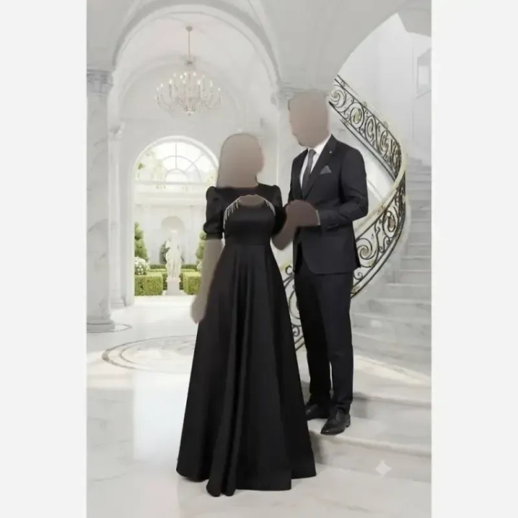 ماکسی مجلسی زنانه ساتن آمریکایی درجه یک رنگ مشکی قد 155