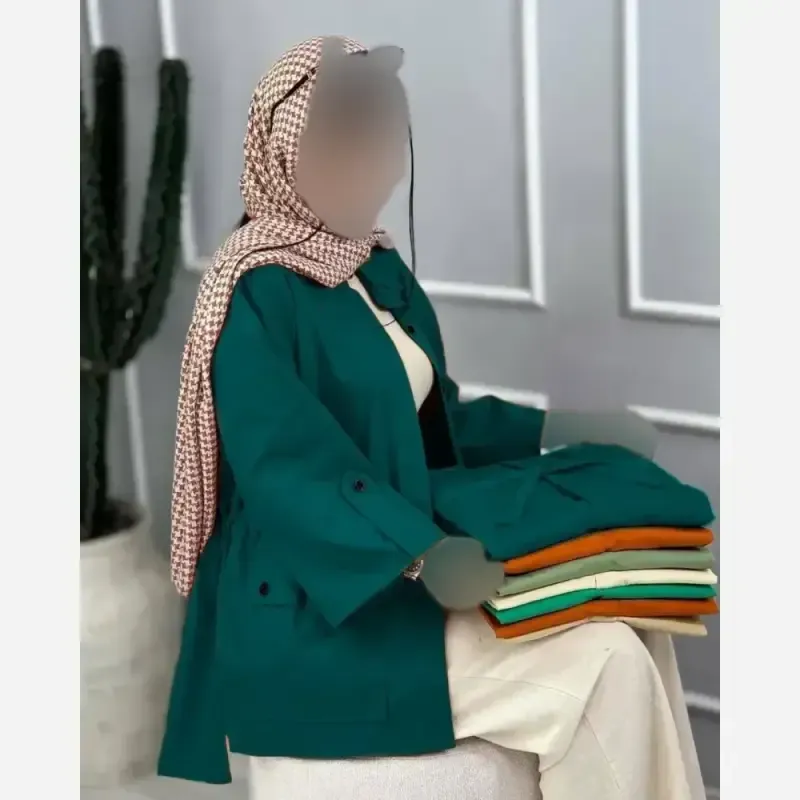 مانتو کرسپو کمرگت جیبدار زنانه فری سایز