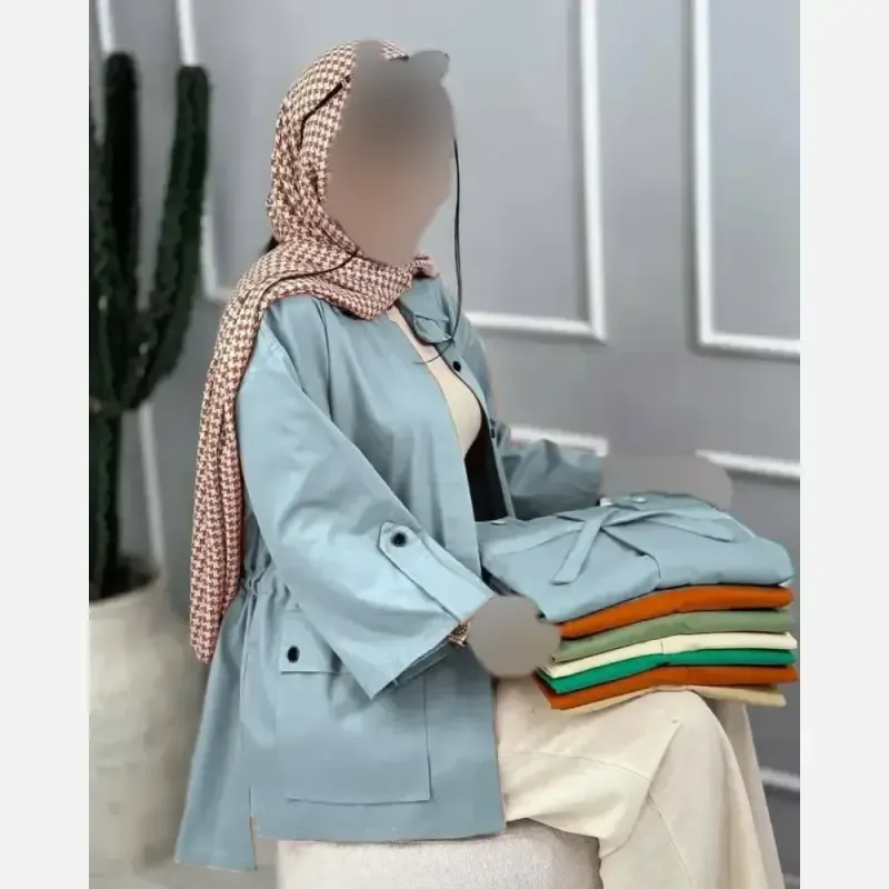 مانتو کرسپو کمرگت جیبدار زنانه فری سایز