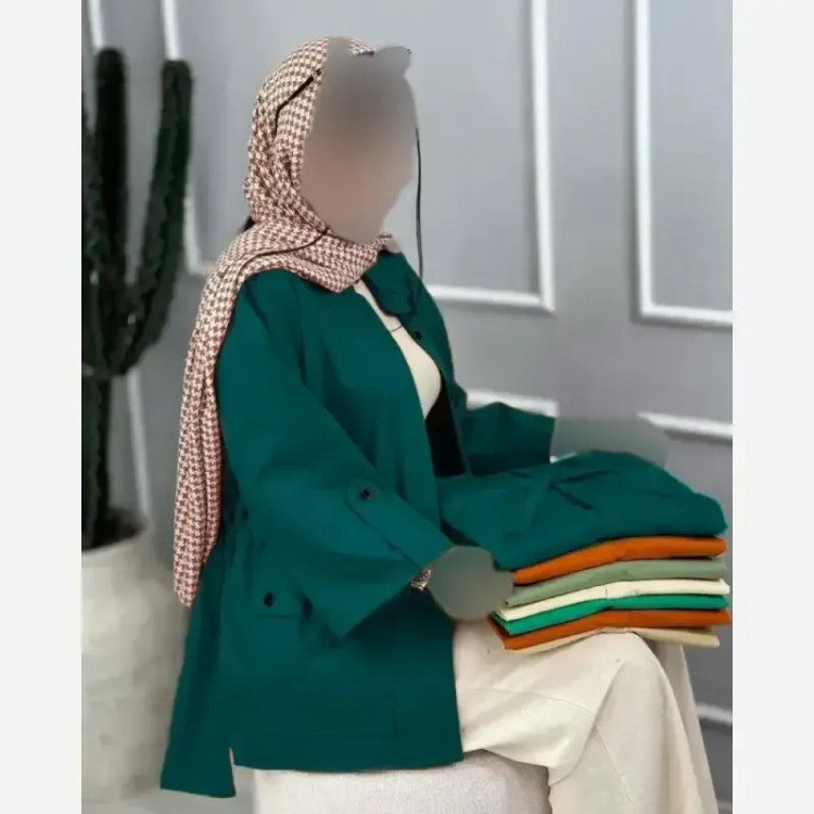 مانتو کرسپو کمرگت جیبدار زنانه فری سایز