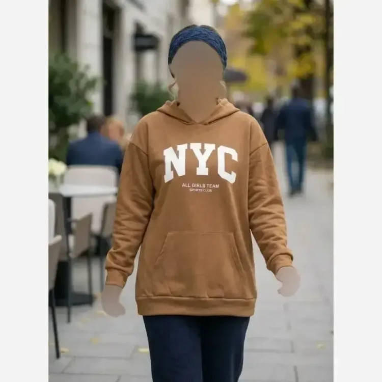 هودی لش NYC دورس پنبه سه نخ گرم بالا جیب کانگورویی رنگبندی متنوع سایز فری