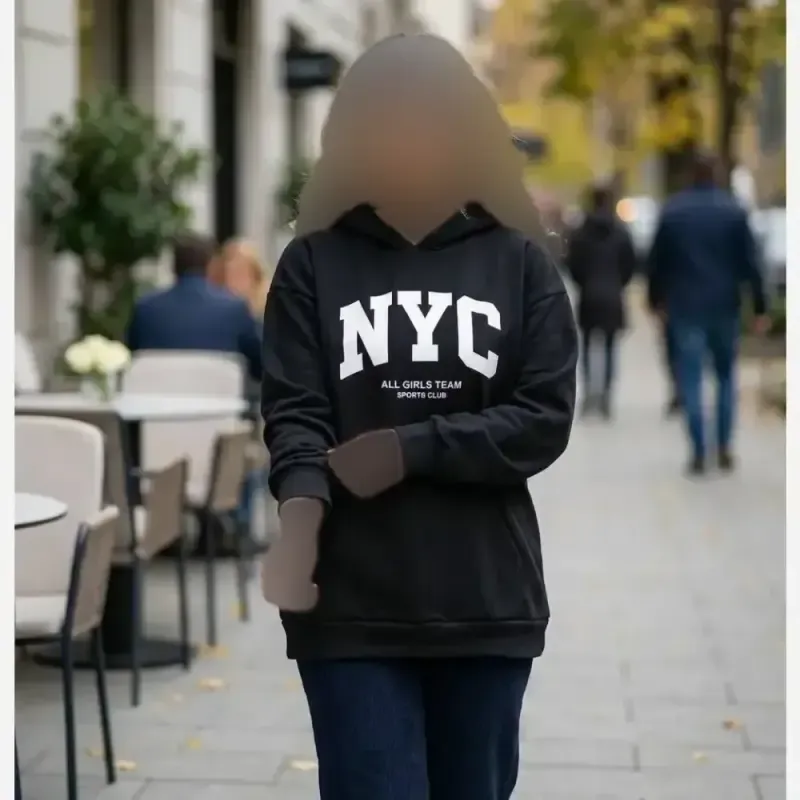 هودی لش NYC دورس پنبه سه نخ گرم بالا جیب کانگورویی رنگبندی متنوع سایز فری