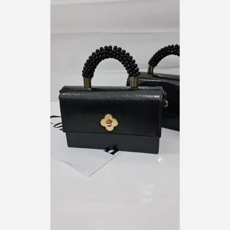 کیف مجلسی زنانه دسته مرواریدی ستایش چرم ورنی