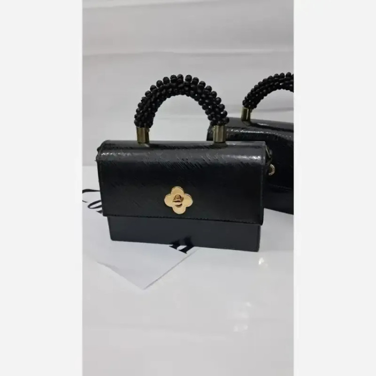 کیف مجلسی زنانه دسته مرواریدی ستایش چرم ورنی