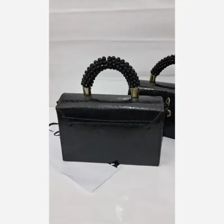 کیف مجلسی زنانه دسته مرواریدی ستایش چرم ورنی