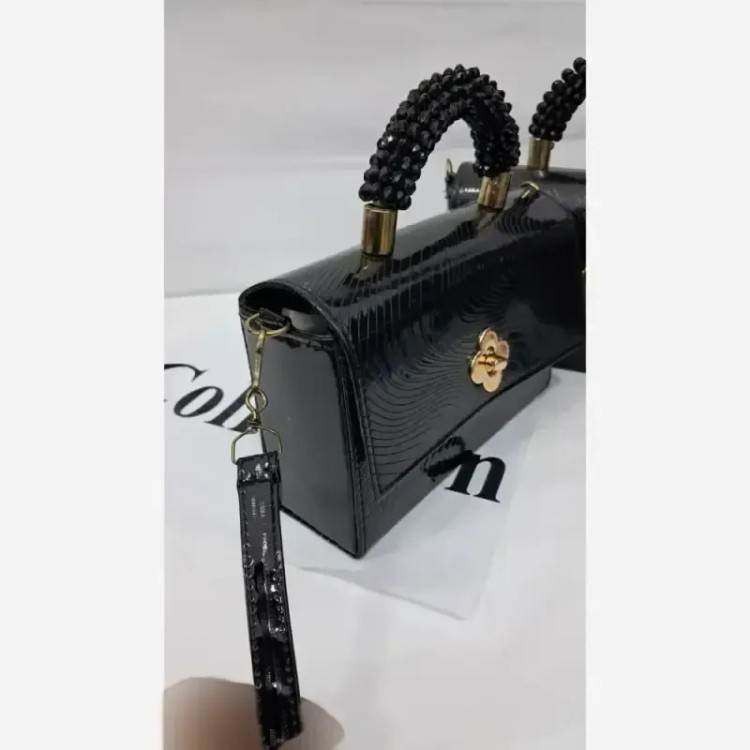 کیف مجلسی زنانه دسته مرواریدی ستایش چرم ورنی