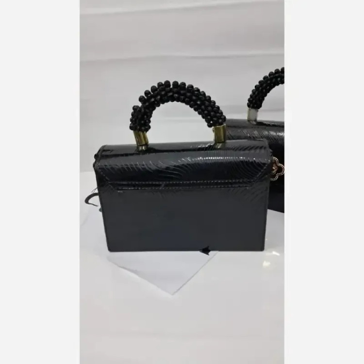 کیف مجلسی زنانه دسته مرواریدی ستایش چرم ورنی