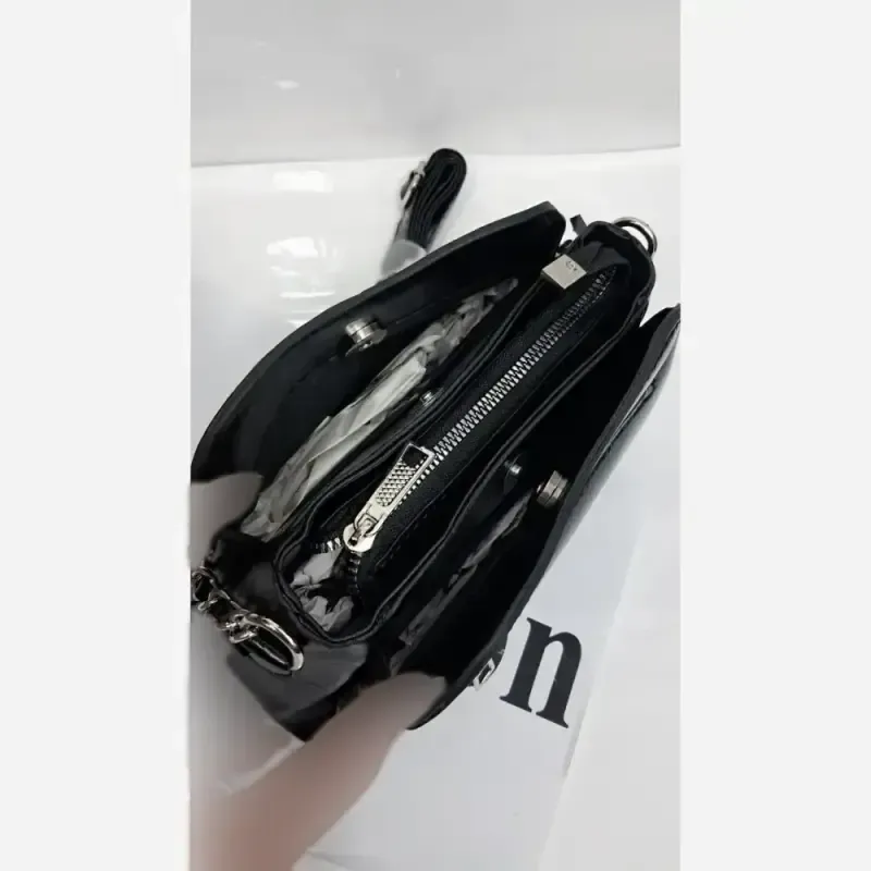 کیف دستی چرم خارجی مشکی سایز 15 در 20 مدل narin