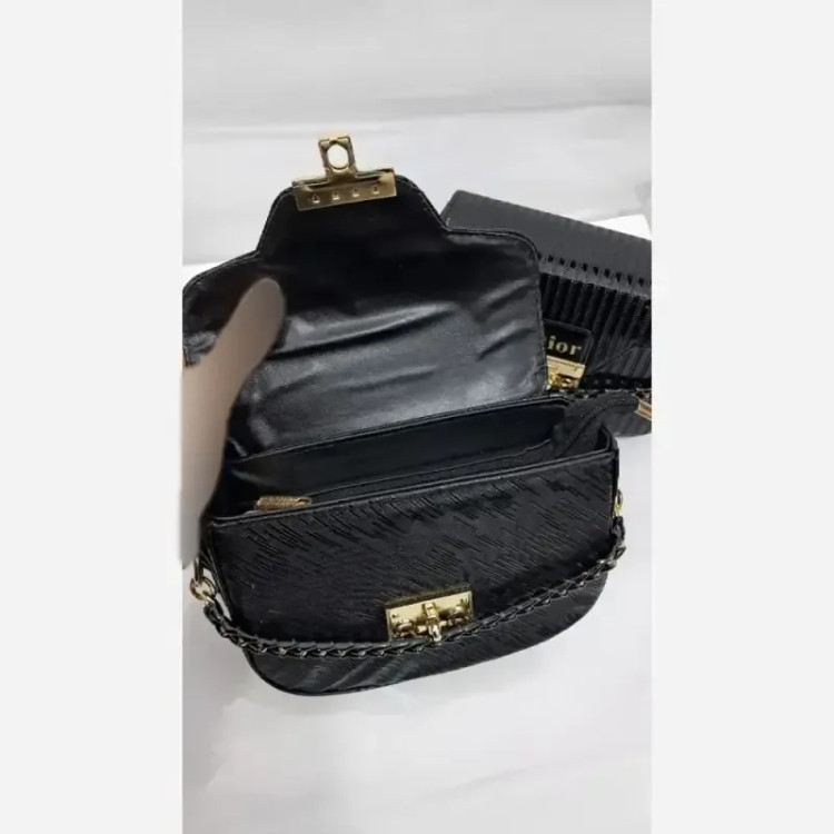 کیف چرم ورنی giva بند دوشی بلند سایز 18 در 13