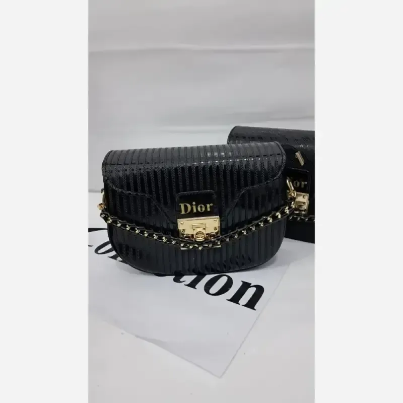 کیف دوشی چرم زنانه مشکی سایز 15 در 18