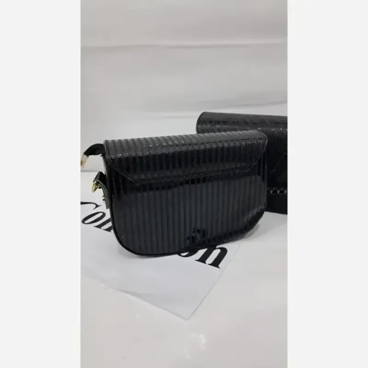 کیف دوشی چرم زنانه مشکی سایز 15 در 18