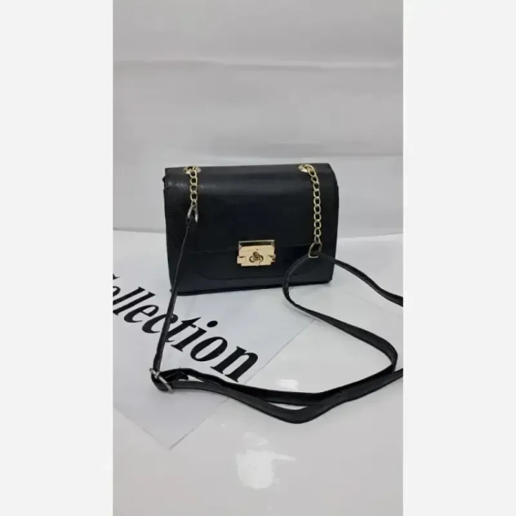 کیف دوشی چرم زنانه مشکی سایز 15 در 18