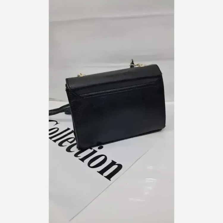کیف دوشی چرم زنانه مشکی سایز 15 در 18