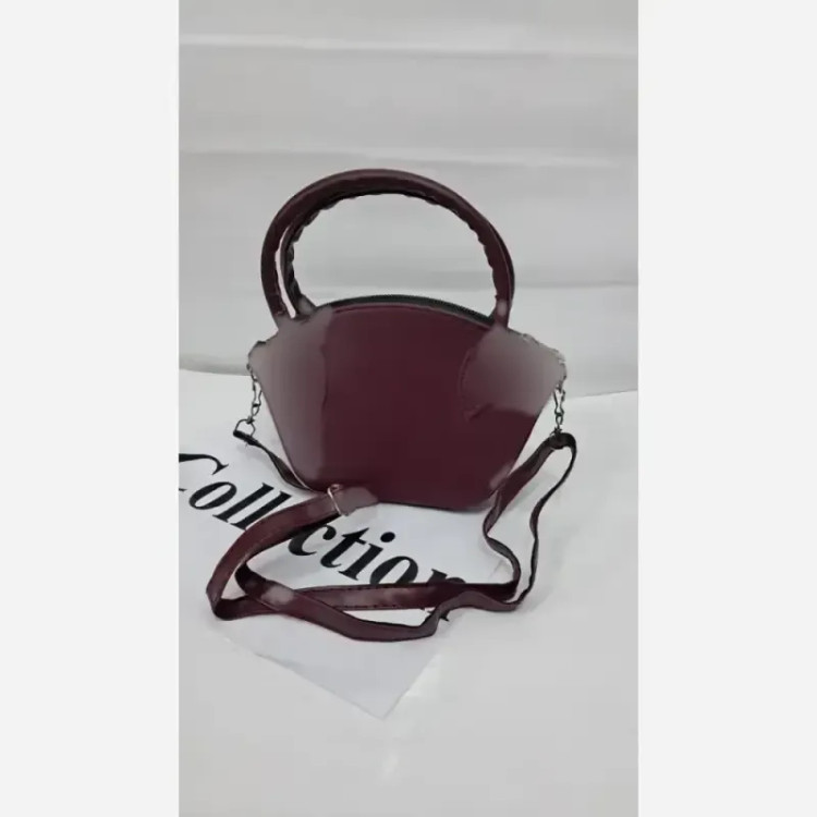 کیف دستی دوشی چرم مدل hanil سایز 15 در 20 رنگ خردلی و زرشکی