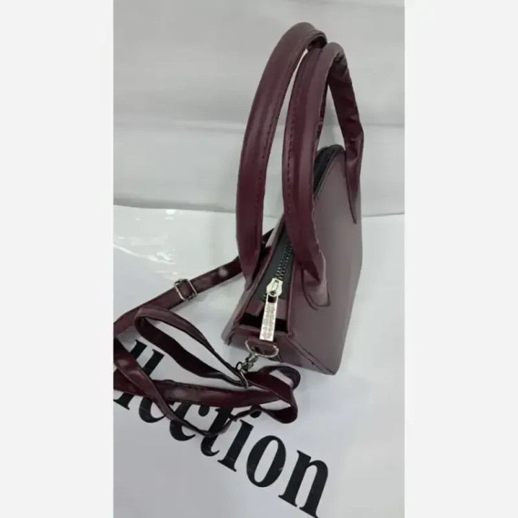 کیف دستی دوشی چرم مدل hanil سایز 15 در 20 رنگ خردلی و زرشکی