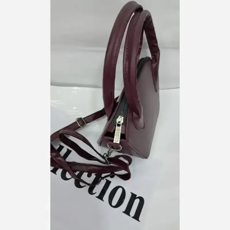 کیف دستی دوشی چرم مدل hanil سایز 15 در 20 رنگ خردلی و زرشکی