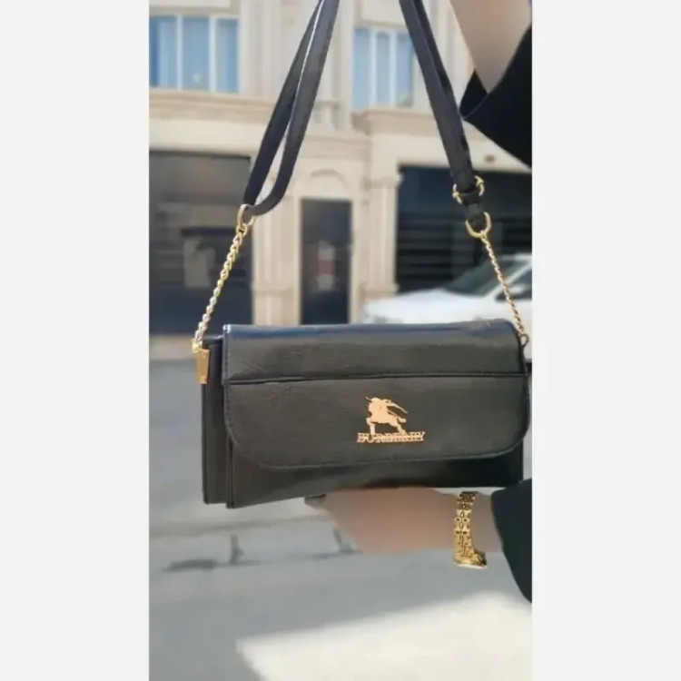 کیف دوشی ماندانا چرم خارجی مشکی سایز 25 در 15
