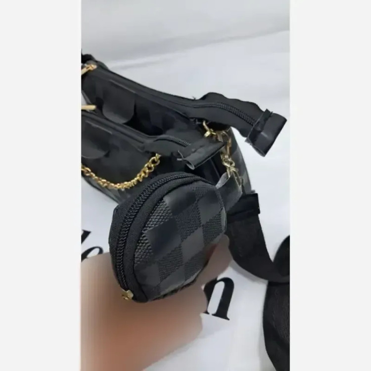 کیف سه تیکه چرم طرحدار بند دوشی بلند زنانه