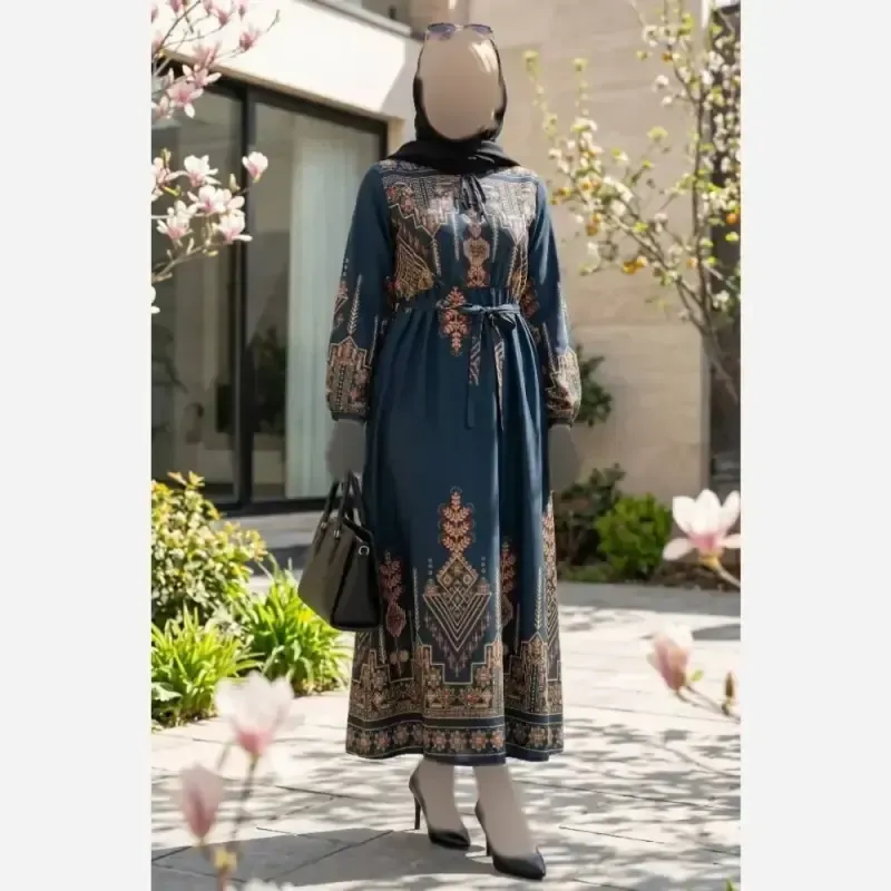 پیراهن بلند ساحلی ماکسی طرح کتیبه جنس بوگاتی اعلا فری سایز