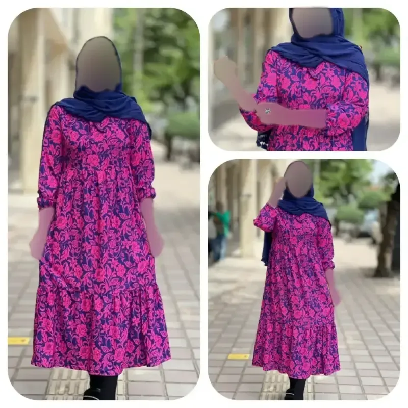 پیراهن ساحلی گلدار جنس بوگاتی اعلاء فری سایز مناسب سایز 38 تا 50