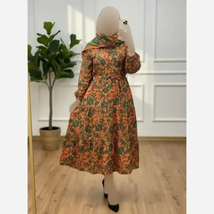 پیراهن ساحلی گلدار جنس بوگاتی اعلاء فری سایز مناسب سایز 38 تا 50