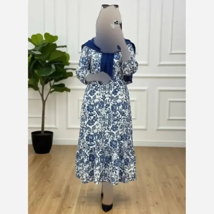 پیراهن ساحلی گلدار جنس بوگاتی اعلاء فری سایز مناسب سایز 38 تا 50