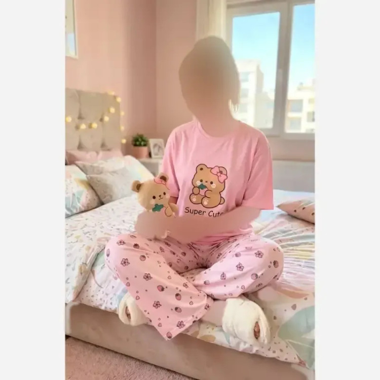 ست تیشرت شلوار قواره بزرگ پریناز تیشرت نخ پنبه و شلوار بوگاتی فری سایز