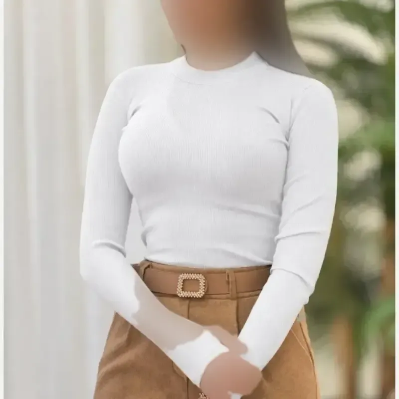 بادی یقه اسکی فینگر دار زنانه جنس فانریپ درجه یک رنگ مشکی و سفید