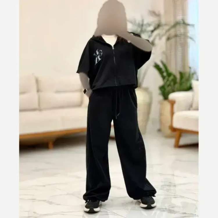 ست کلوین پنبه گلکسی رنگ مشکی سایز فری 38 تا 46