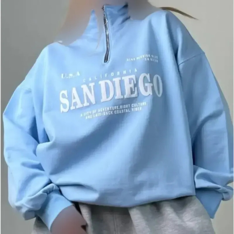 دورس نیم زیپ زنانه طرح SAN DIEGO تو کرکی اسپان سه نخ فری سایز