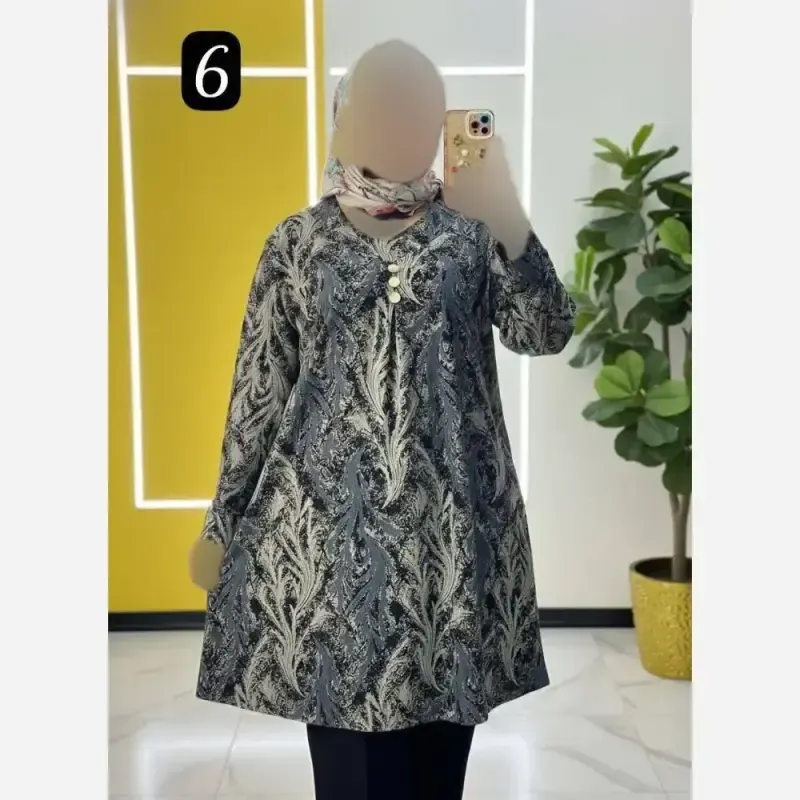 تونیک مجلسی زنانه مدل گلوریا جنس ژاکارد مرینوس سایز بزرگ فری سایز