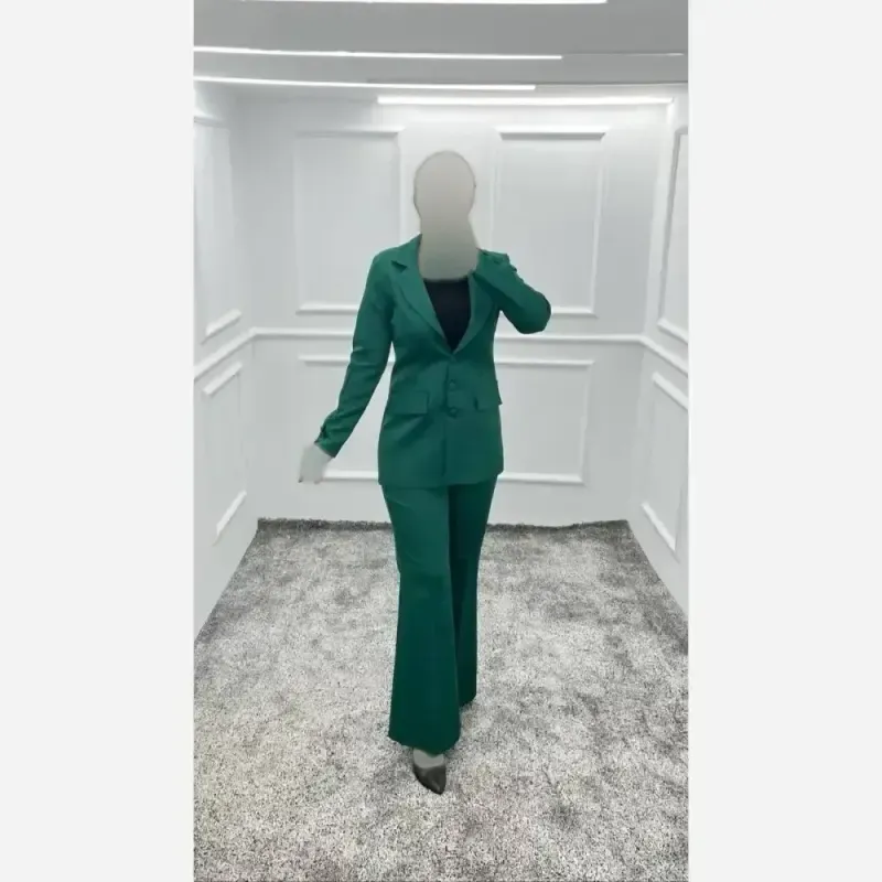کت شلوار زنانه کرپ مازراتی سبز ماچا