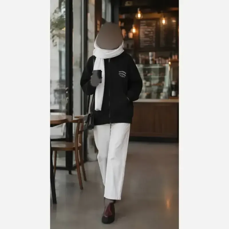 سویشرت کالیفورنیا دورس تو کرکی جیب دار فری سایز
