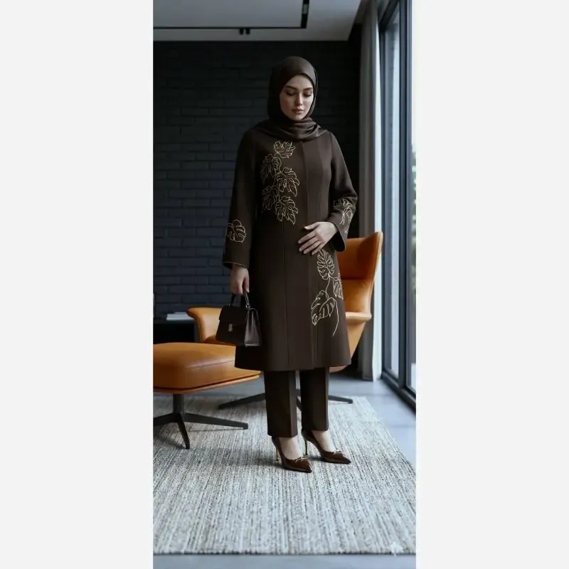 مانتو زنانه شانتون گلدوزی شده مدل نیاز قد 105 سانت