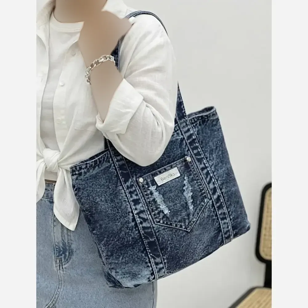 کیف جین زنانه لی خارجی ابعاد 30 در 38 سانت رنگ ثابت