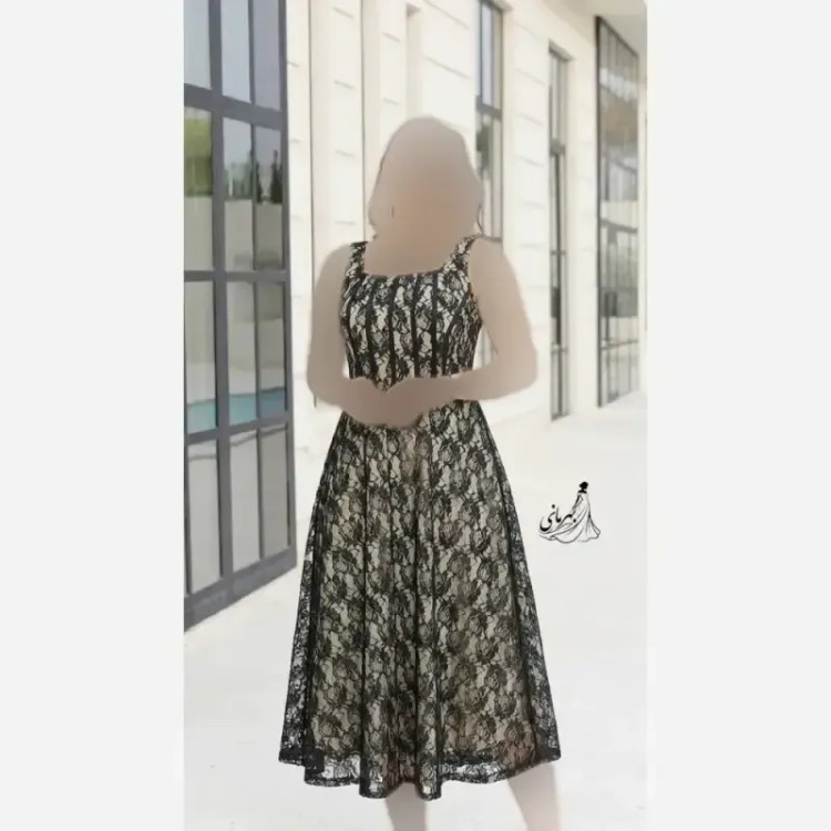 پیراهن مجلسی زنانه دانتل درجه یک کاپدار فنردوزی شده سلین