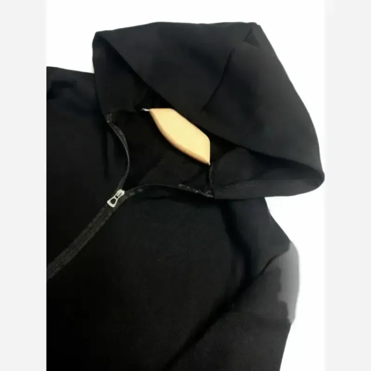 سوئیشرت جلو زیپ ساده دورس توکرکی مشکی فری سایز
