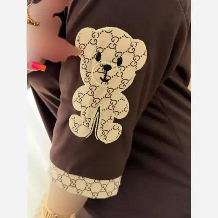 ست تیشرت و شلوار زنانه ست لویی پنبه گلکسی فری سایز رنگ شکلاتی و کرم نسکافه ای