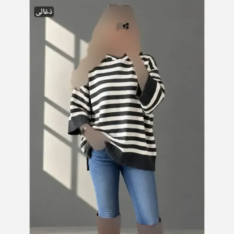 تونیک بافت زنانه کلاه دار مدل فتانه فری سایز